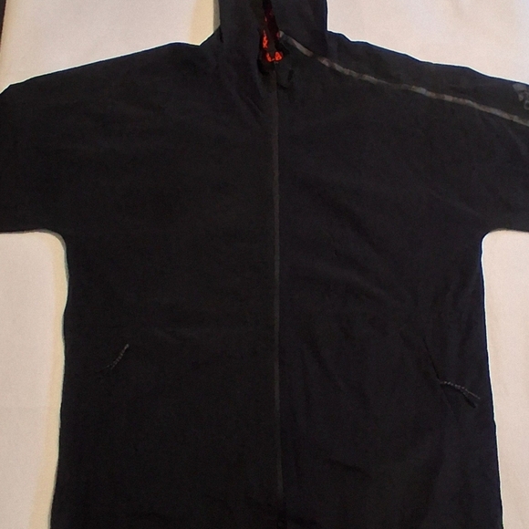 Adidas Men’s XL Hooded Running Jacket Full Zip Black Orange Reflective - Picture 2 of 10